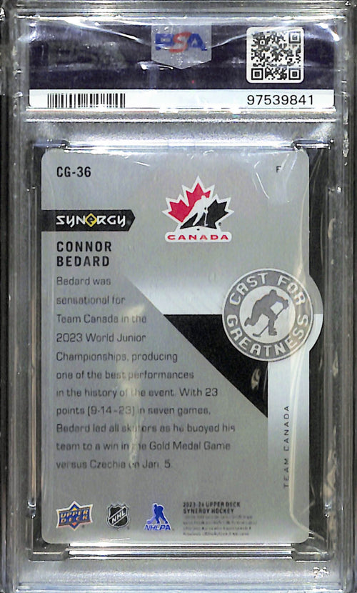 2023 Synergy Connor Bedard Cast for Greatness Purple PSA 10