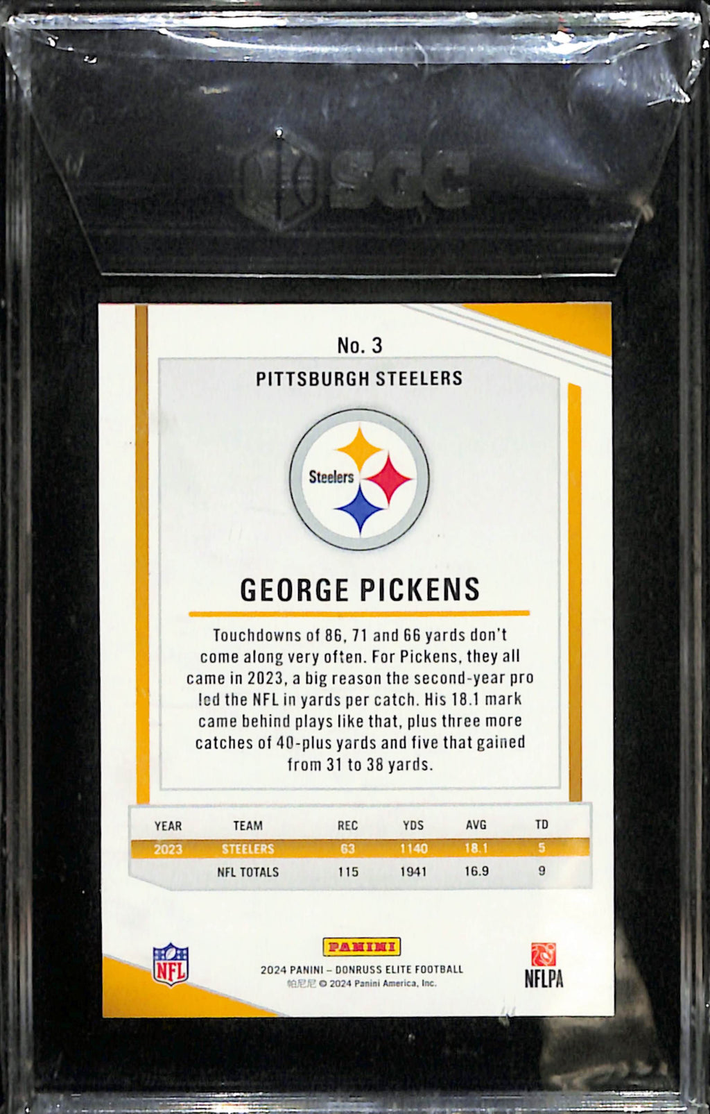 2024 Panini Elite George Pickens #3 Gold /10