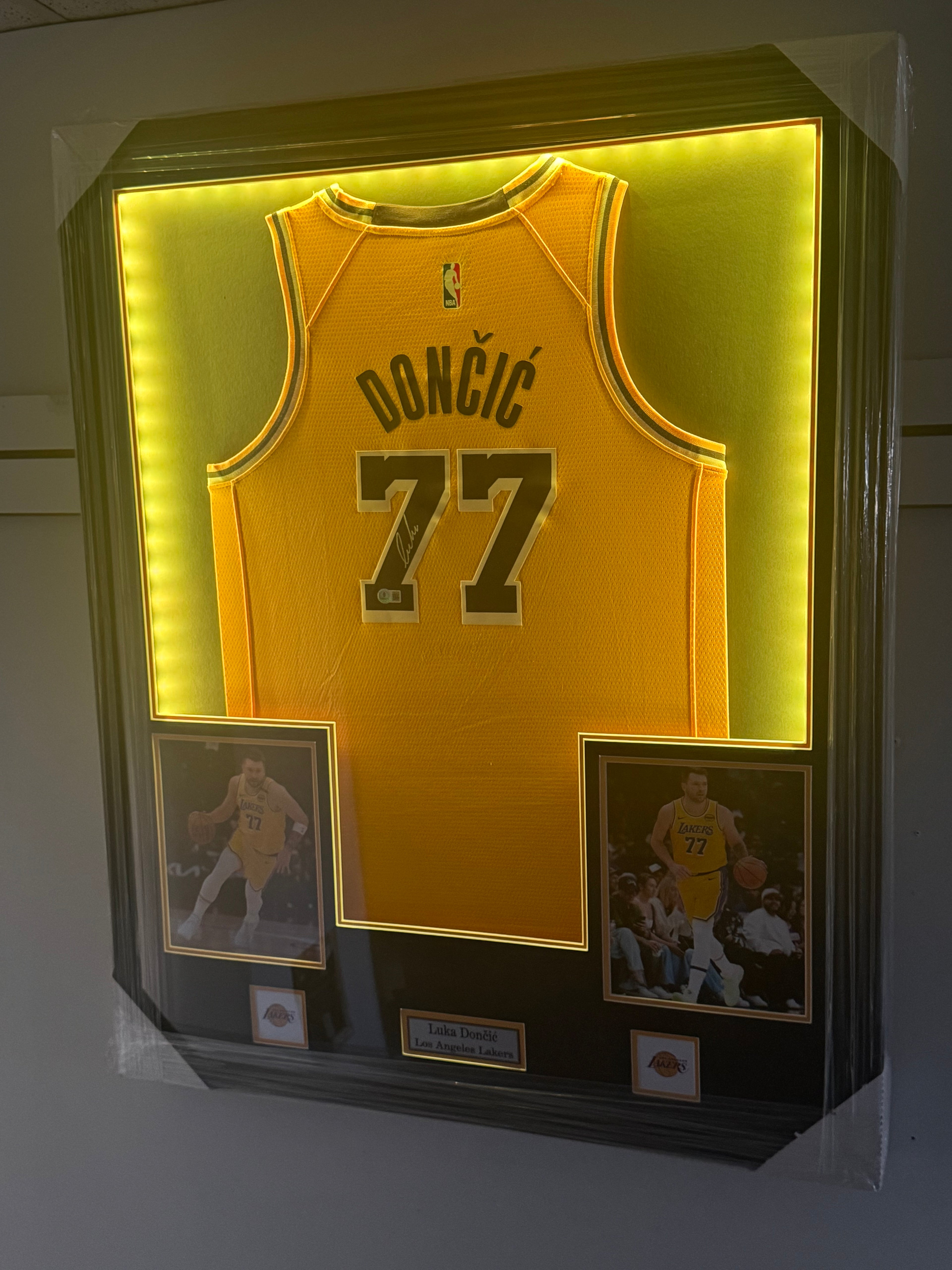 Luka Doncic Signed LED Framed Jersey Lakers Beckett Authenticated