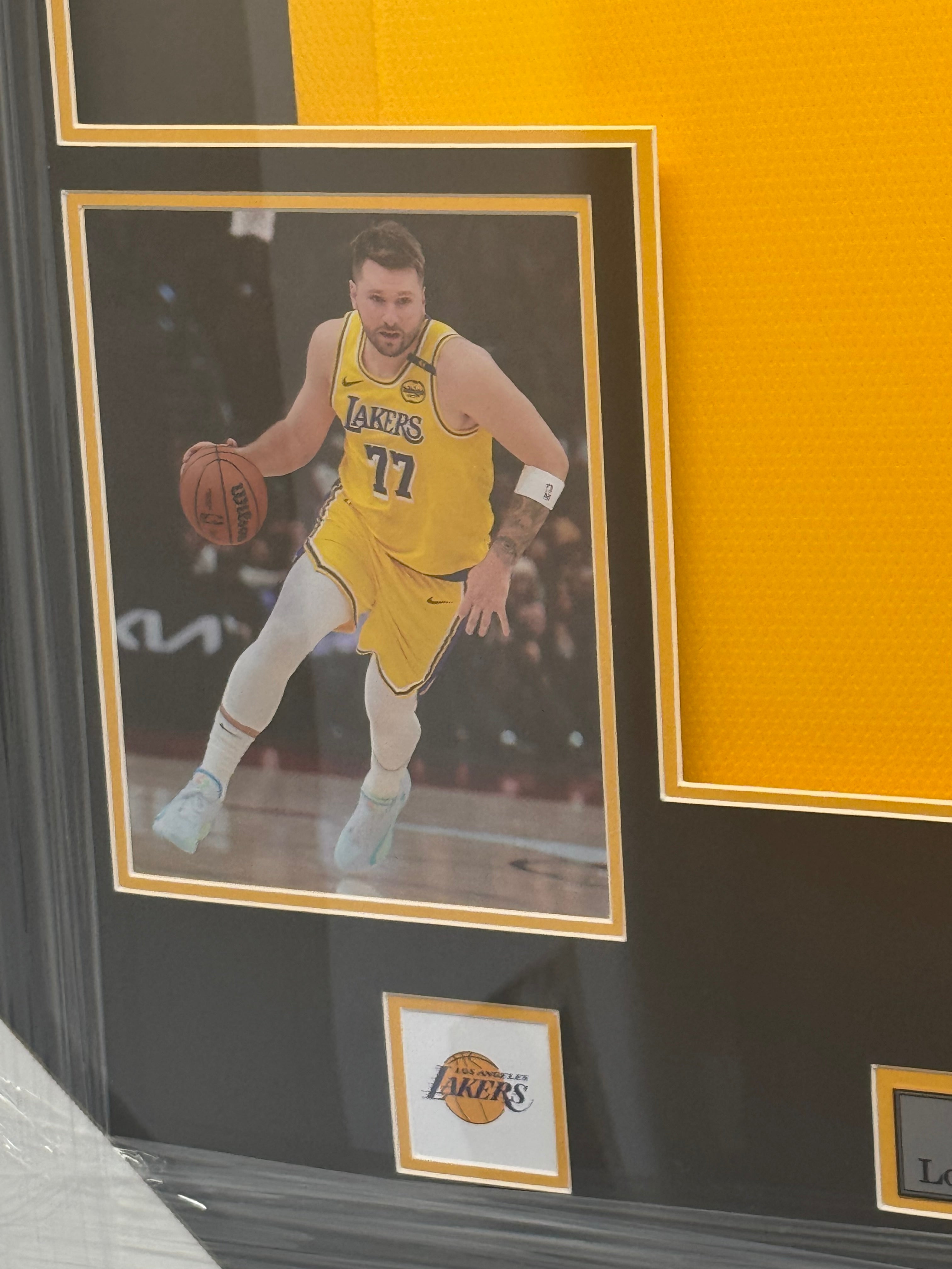 Luka Doncic Signed LED Framed Jersey Lakers Beckett Authenticated