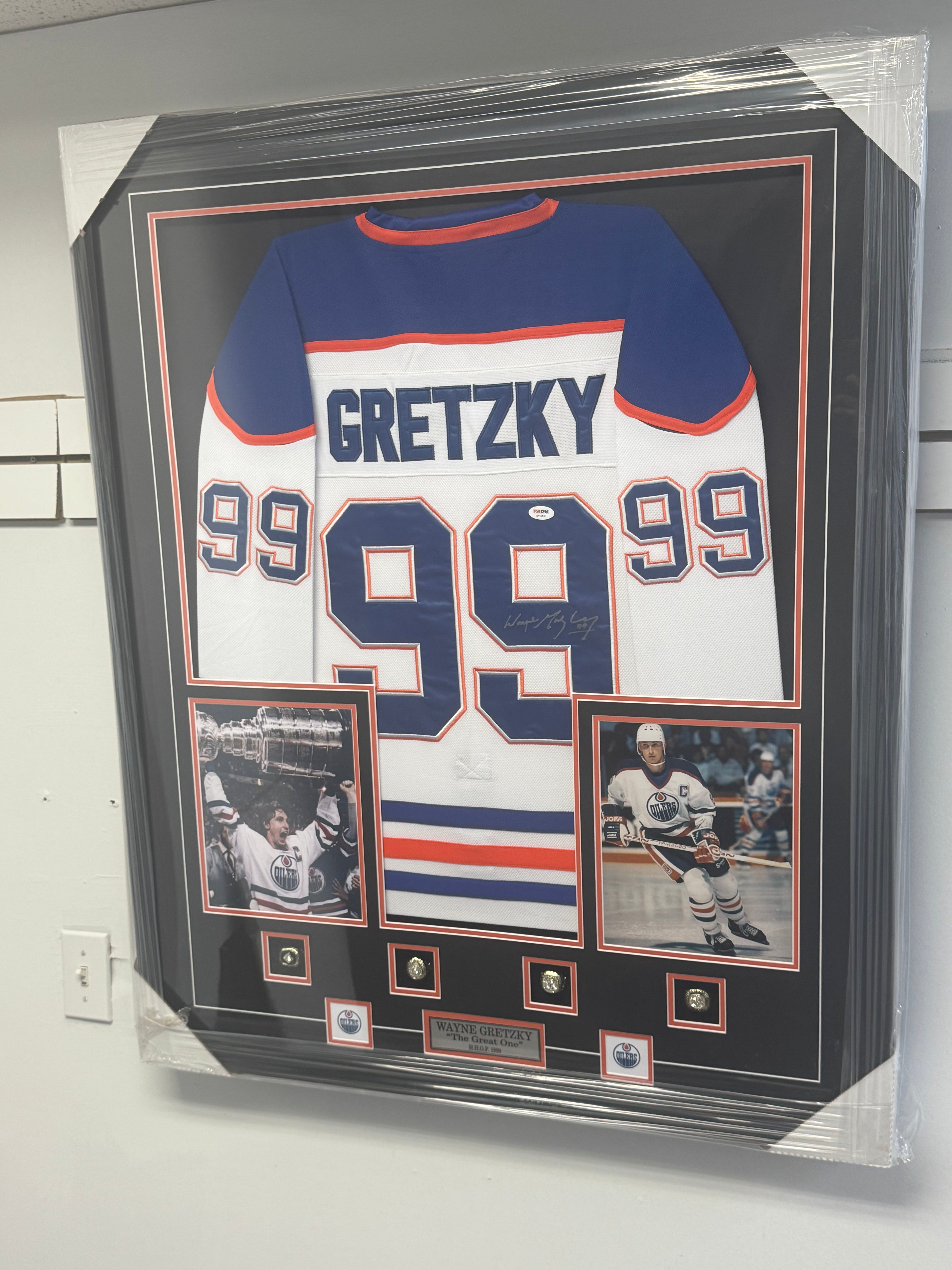 Wayne Gretzky Signed Autographed Jersey Framed Edmonton Oilers PSA