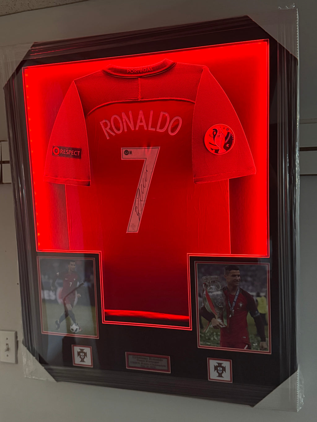 Cristiano Ronaldo Signed Autographed LED Framed Portugal Soccer Jersey Beckett