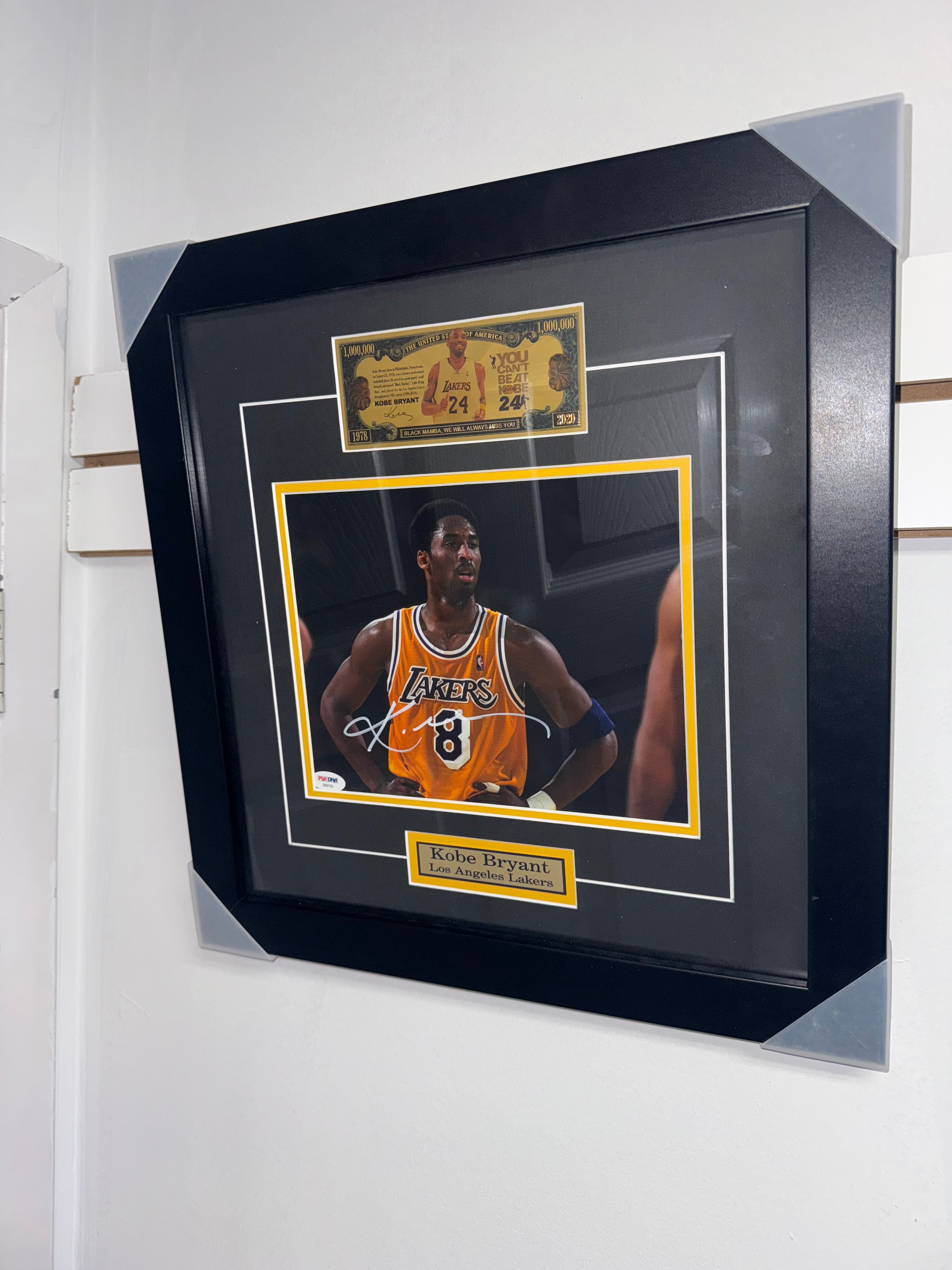Kobe Bryant Autographed Portrait with Custom Gold Note PSA Authenticated