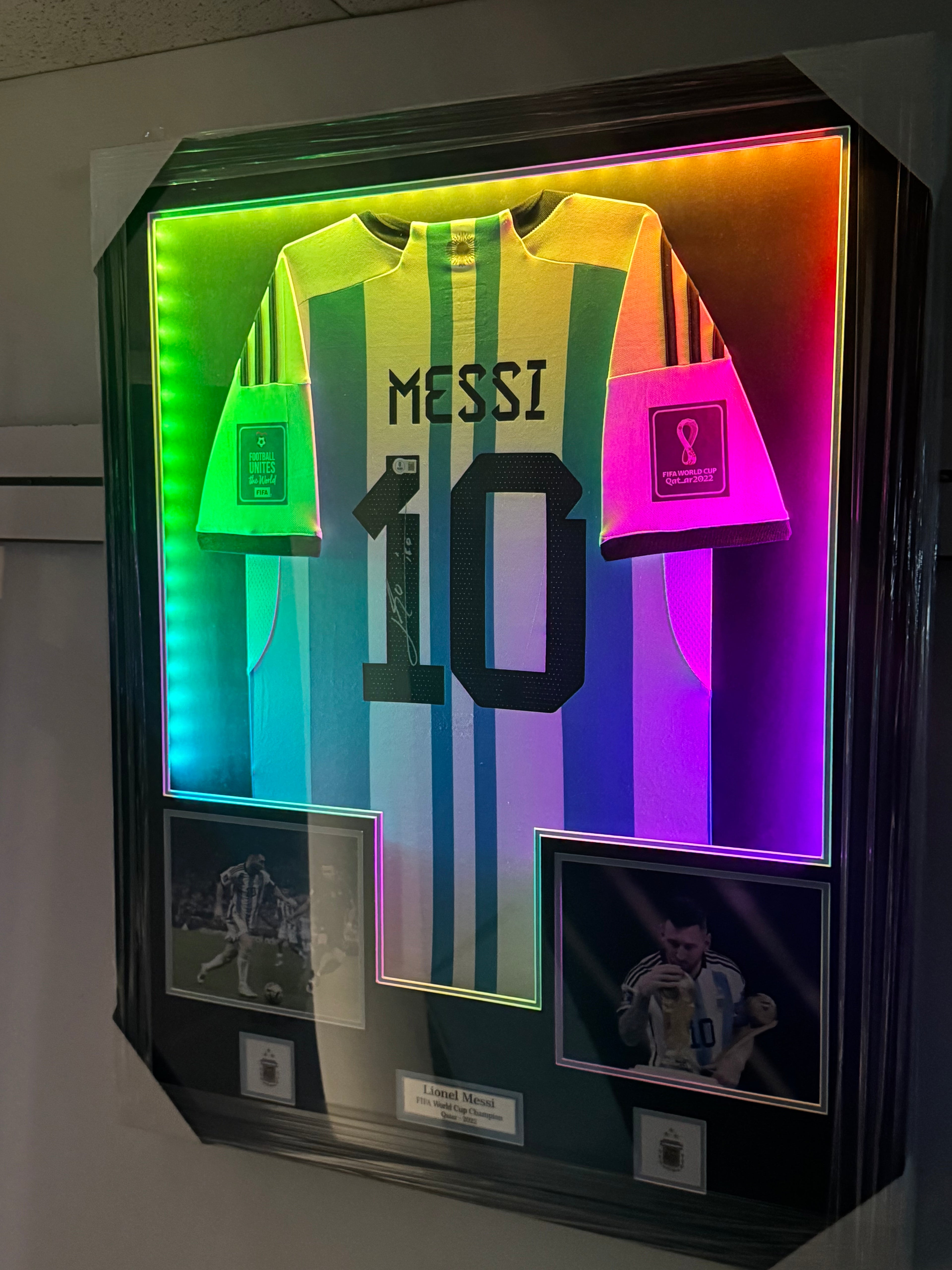 Lionel Messi Signed and Authenticated Jersey with LED option