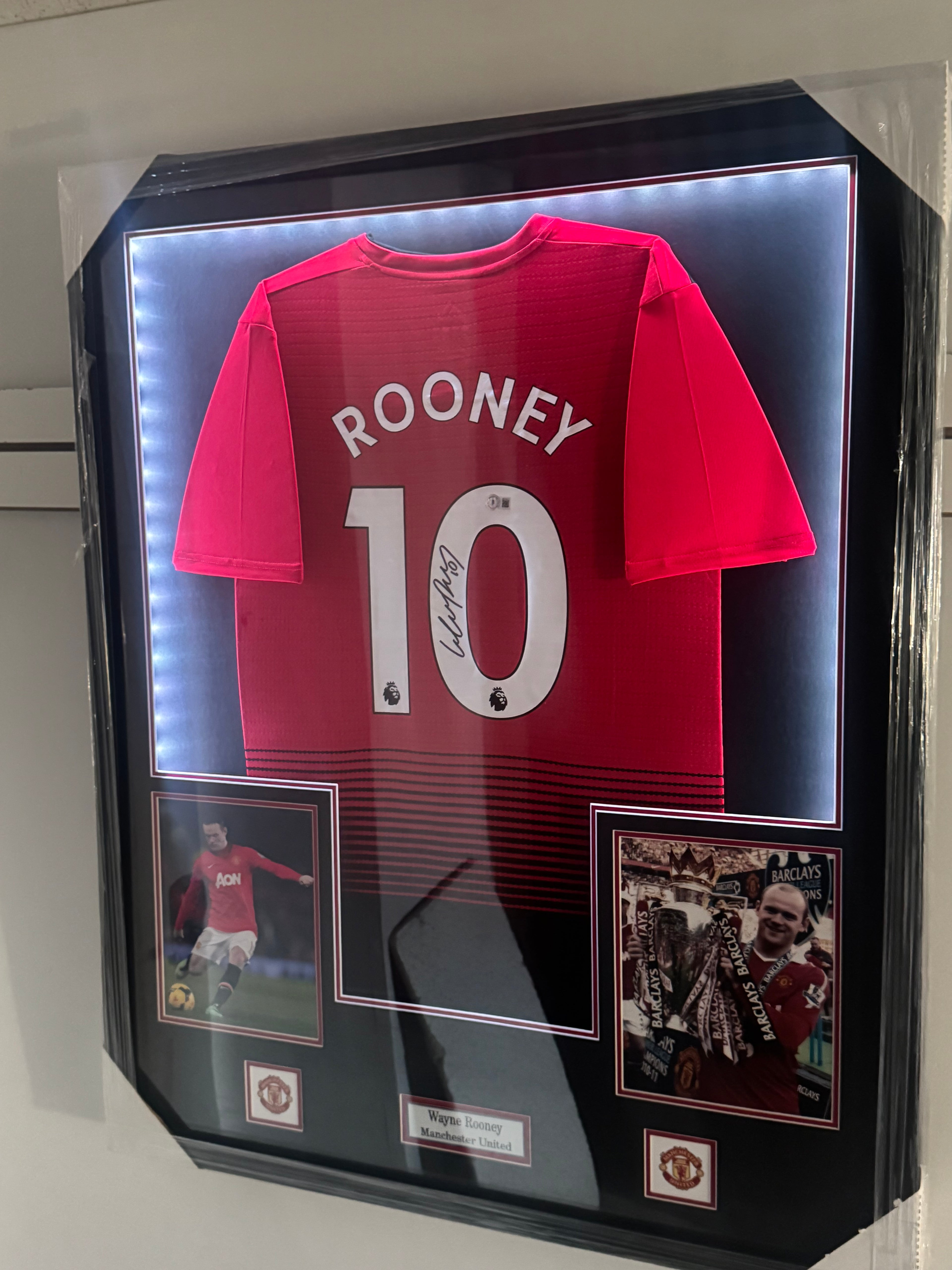 Wayne Rooney Signed and Authenticated Jersey with LED Option