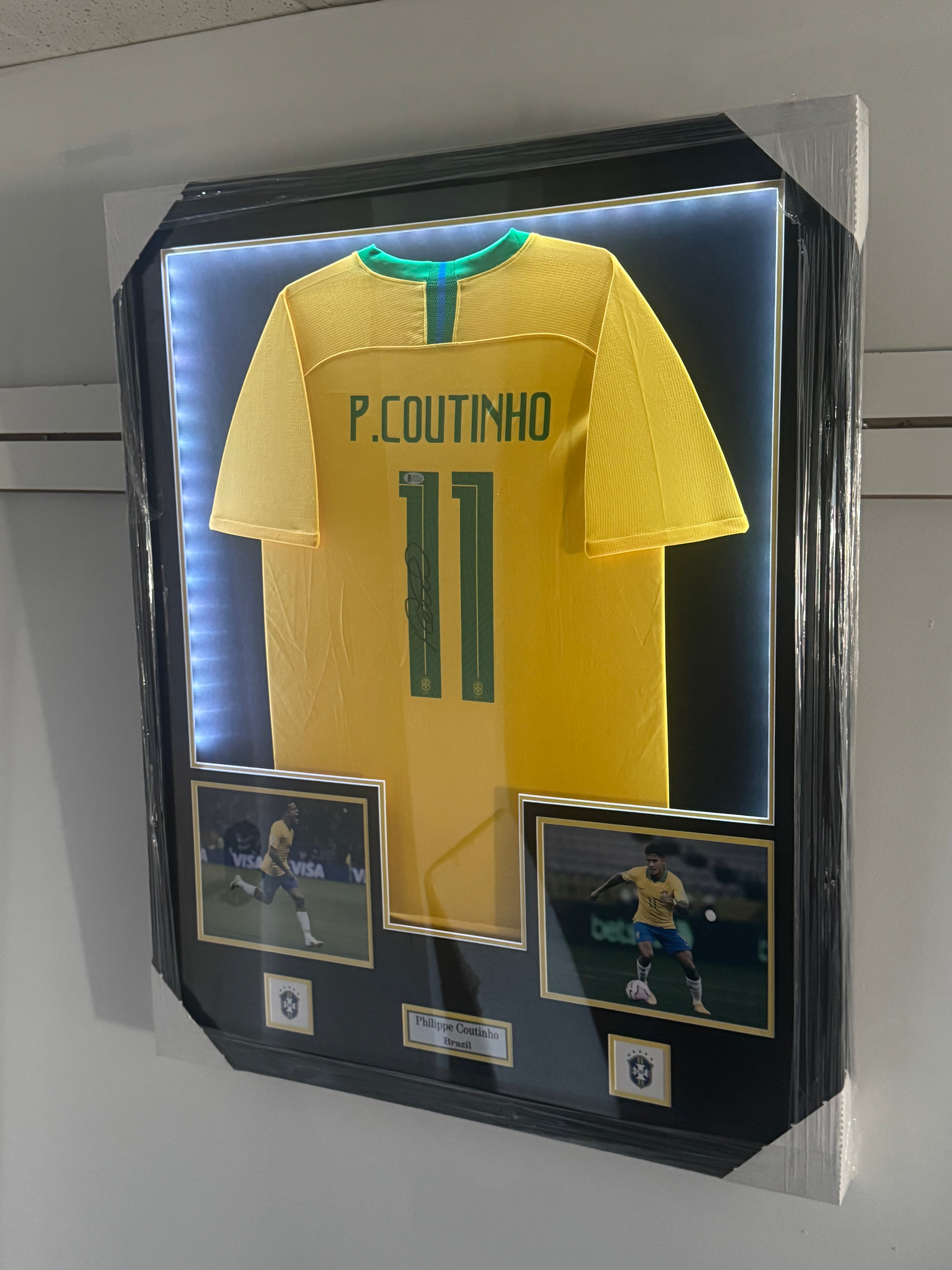 Phillipe Coutinho Signed and Authenticated Jersey with LED Option