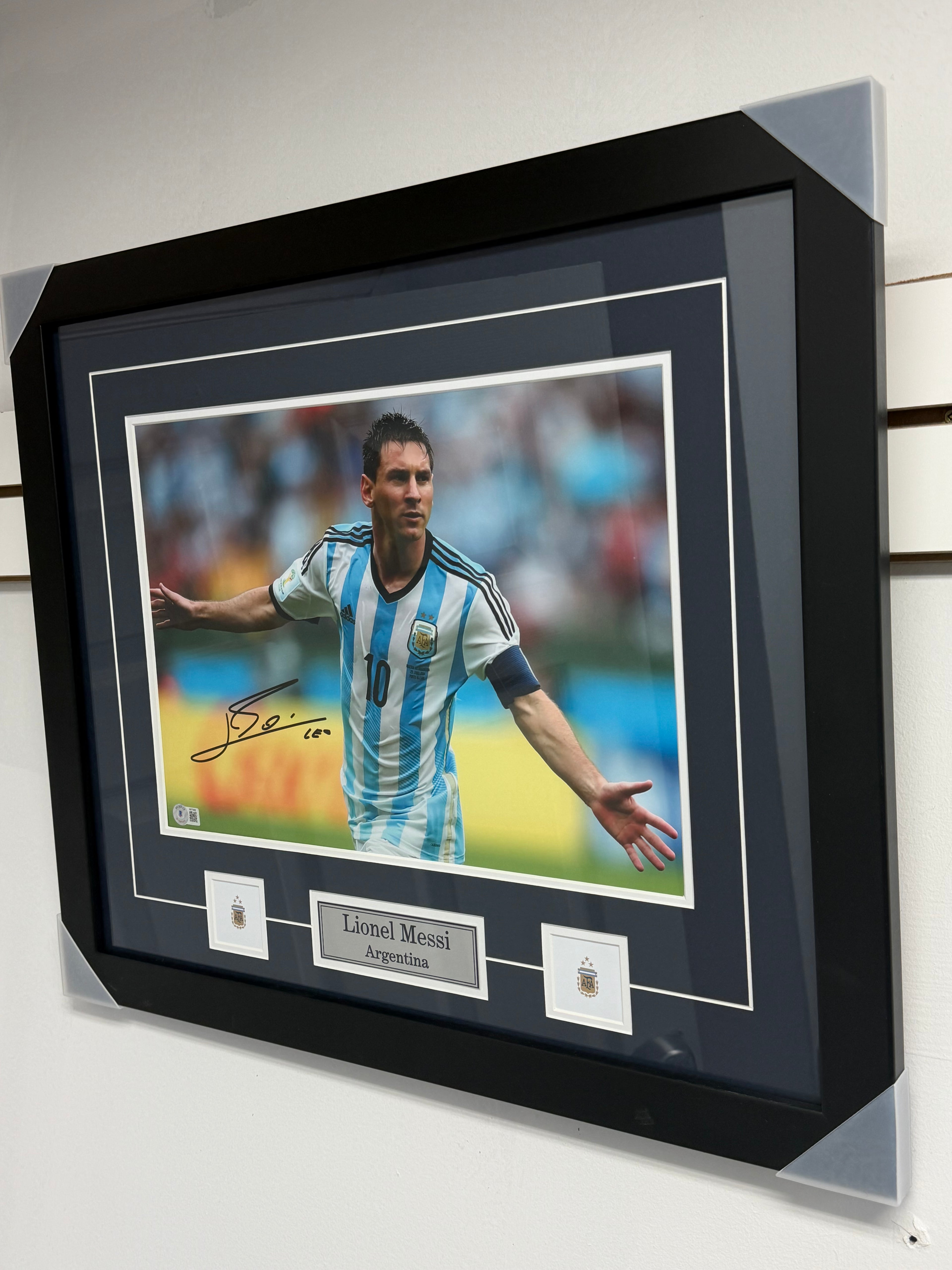 Lionel Messi Portrait Argentina, Framed, Signed and Authenticated