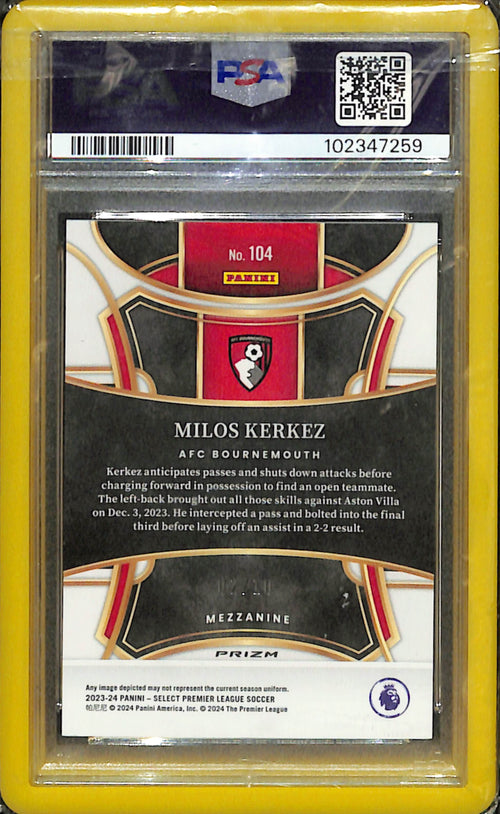 2023-2024 Panini Select Milos Kerkez Gold PSA 8 POP 1