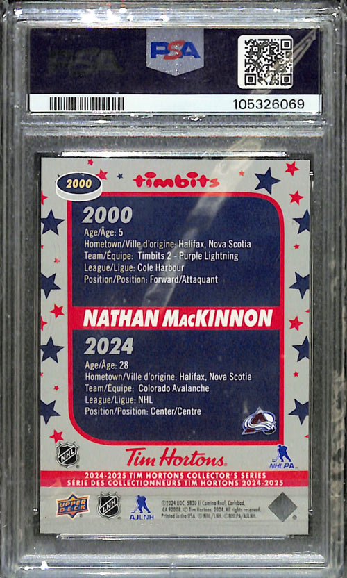 2024 Upper Deck Tim Hortons Nathan Mackinnon Timbits to NHL PSA 9